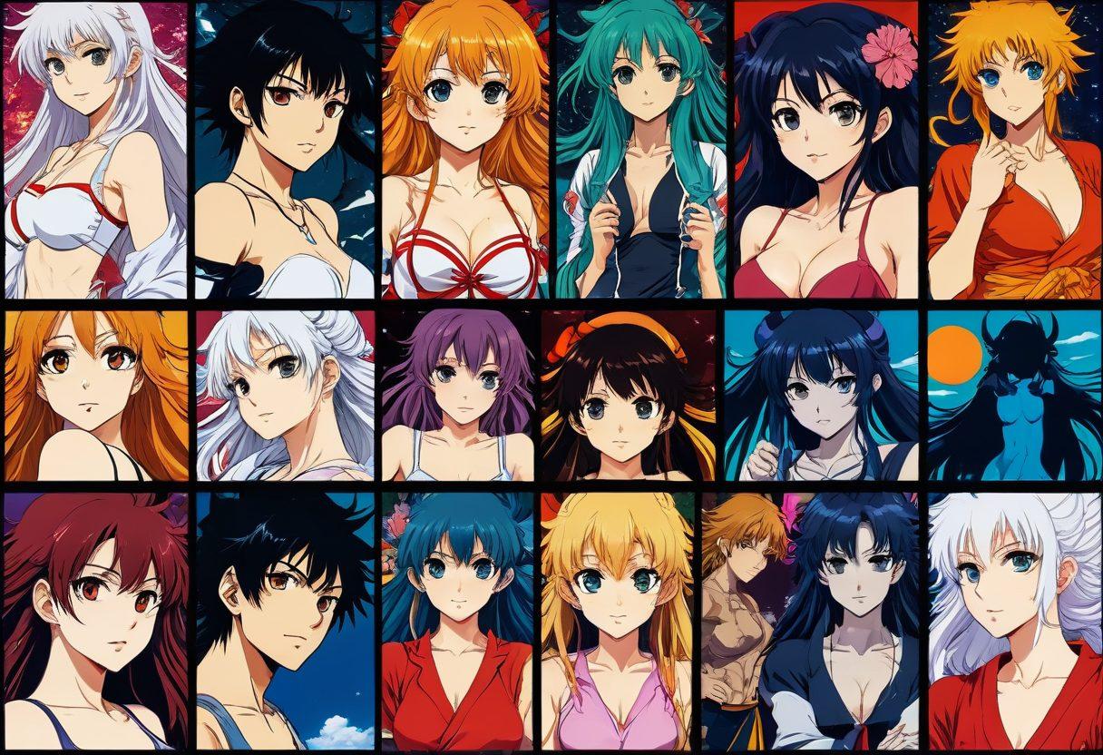 A captivating collage illustrating the journey of hentai from manga to animation, featuring iconic scenes from vintage manga panels transitioning into vibrant, dynamic animated frames. Include subtle elements like film reels and digital screens to symbolize the evolution of media. Integrate a tasteful blend of fantasy and sensuality, showcasing characters in artistic poses. The background should reflect a mix of traditional and modern aesthetics. vibrant colors. super-realistic.